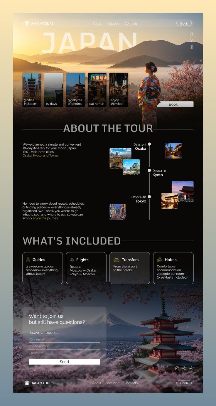 Elegant for Japan tour _ Лендинг для тура по Японии Landing page